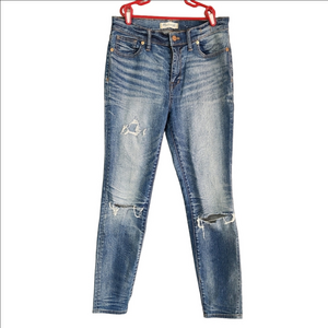 Madewell High Rise Skinny Crop Medium Wash Distressed Jean womens Size 29